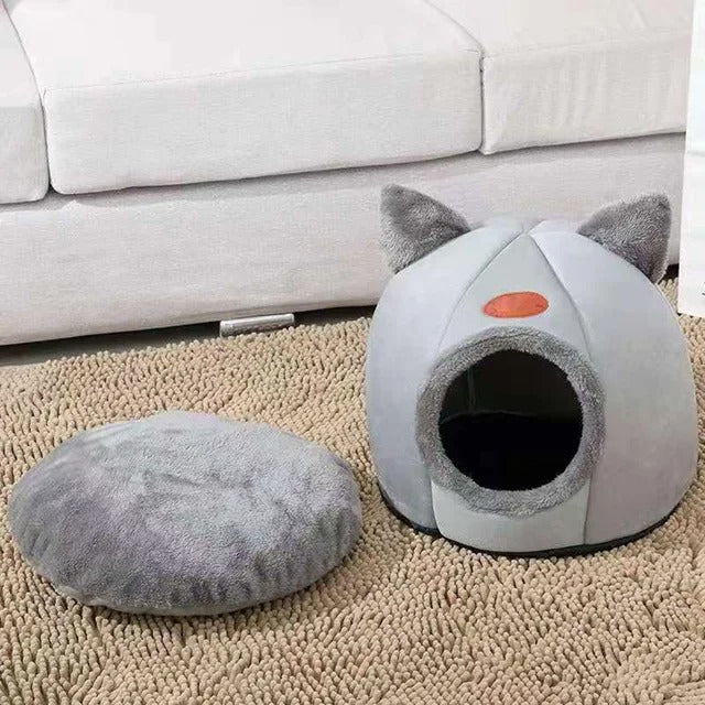 Pet bed with cat ears cat bed for small medium large cats Keep warm in winter Comfortable and soft Machine washable