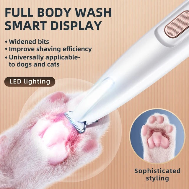 Portable Dog Paw Trimmer with Led Light - Pets Nail Grinder Shaver Clipper - Rechargeable Cordless Nail Grooming Tools for Cats