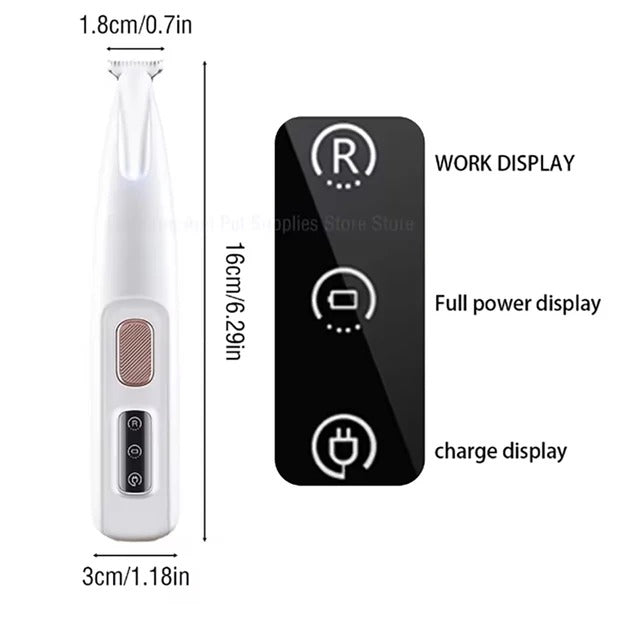 Portable Dog Paw Trimmer with Led Light - Pets Nail Grinder Shaver Clipper - Rechargeable Cordless Nail Grooming Tools for Cats
