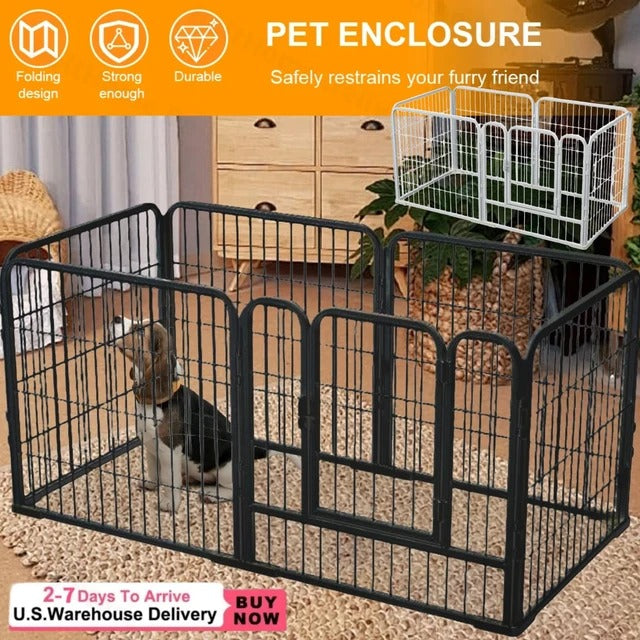 6 Panel Heavy Duty Portable Pet Playpen Dog Exercise Cat Fence Crate Cage Kennel with Door Puppy Rabbits Play Pen,Outdoor/Indoor