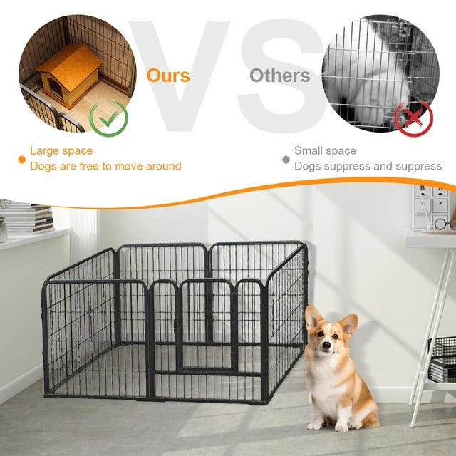 6 Panel Heavy Duty Portable Pet Playpen Dog Exercise Cat Fence Crate Cage Kennel with Door Puppy Rabbits Play Pen,Outdoor/Indoor