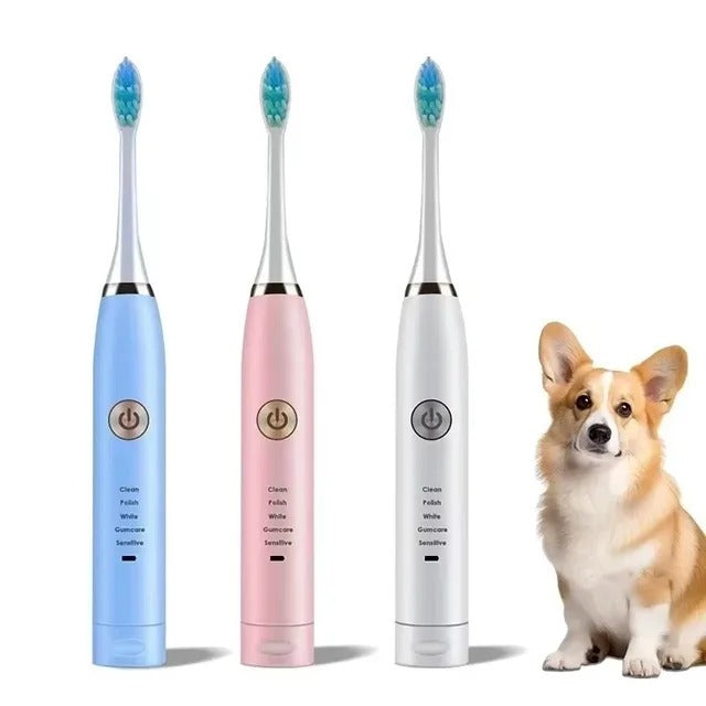 Toothbrush Pet Electric Dog Electric Toothbrush Replacement with Brush Head Tool Rechargeable Dog Cleaning Teeth Cat USB