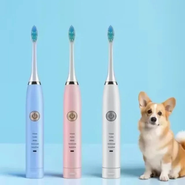 Toothbrush Pet Electric Dog Electric Toothbrush Replacement with Brush Head Tool Rechargeable Dog Cleaning Teeth Cat USB