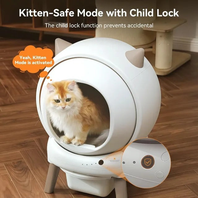Self Cleaning Litter Box - E2 Automatic Cat Litter Box Large Smart Self Cleaning Robot for Cats, Double Safety Protection,