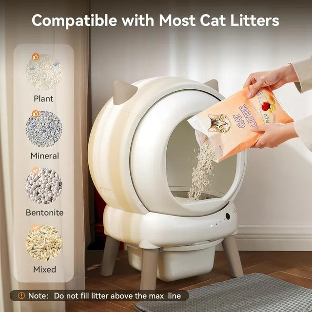 Self Cleaning Litter Box - E2 Automatic Cat Litter Box Large Smart Self Cleaning Robot for Cats, Double Safety Protection,