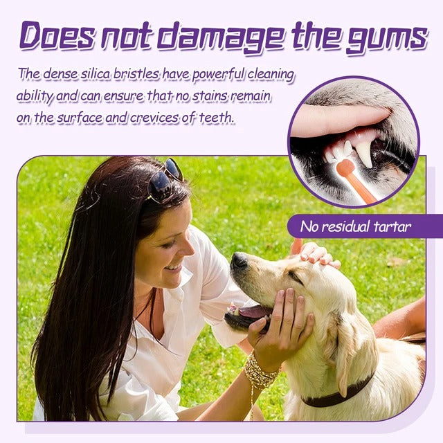 Dog Cat Toothbrush Set Soft Silicone Pet Tongue Teeth Cleaning Multiangle Puppy and Kitten Oral Care Pet Dental Health Supplies