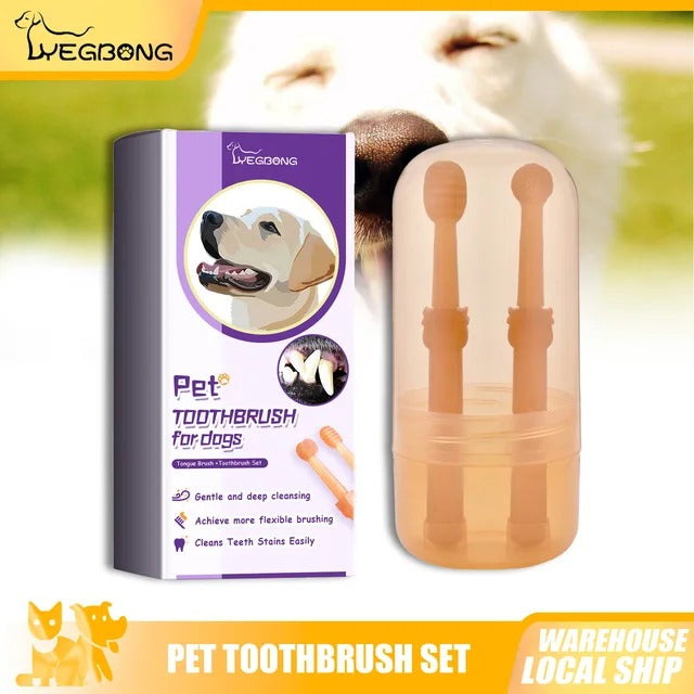 Dog Cat Toothbrush Set Soft Silicone Pet Tongue Teeth Cleaning Multiangle Puppy and Kitten Oral Care Pet Dental Health Supplies