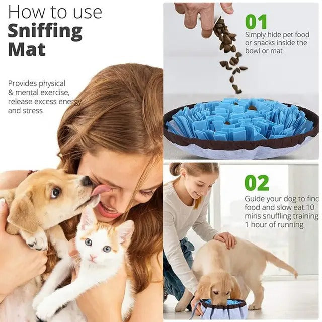 Dog Sniffing Mat Adjustable Waterproof Dog Food Mat Cushion Pet Puzzle Toy Sniffing Training Pad Activity Blanket Feeding Mat