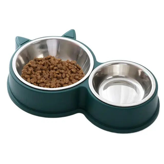 Stainless Steel Cat Bowls Non-slip Cat Ear Shape Dog Food Water Bowl Water And Food Feeder Thickened Puppy Licking Toys Pet