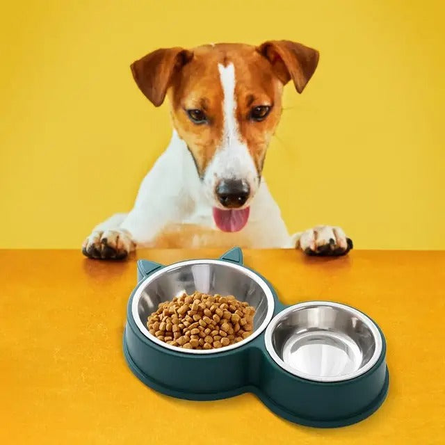 Stainless Steel Cat Bowls Non-slip Cat Ear Shape Dog Food Water Bowl Water And Food Feeder Thickened Puppy Licking Toys Pet