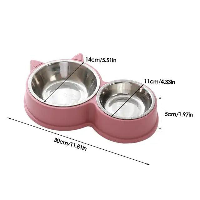 Stainless Steel Cat Bowls Non-slip Cat Ear Shape Dog Food Water Bowl Water And Food Feeder Thickened Puppy Licking Toys Pet