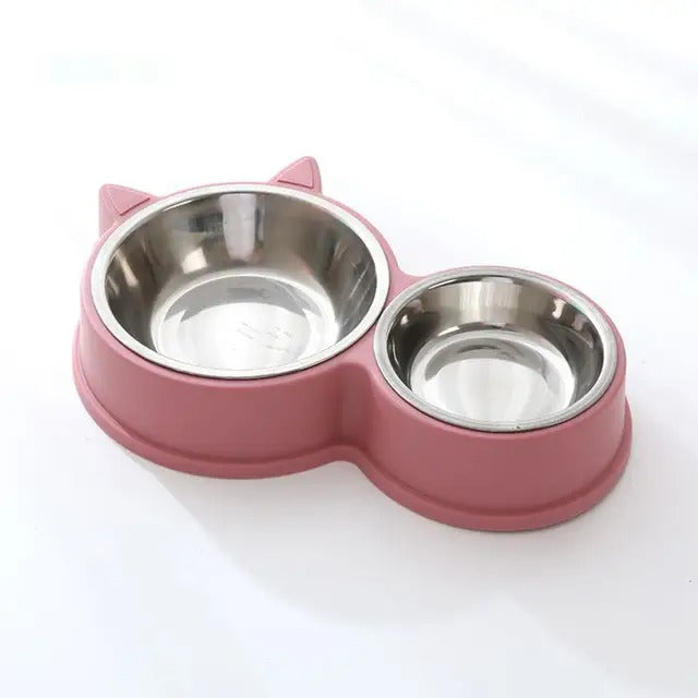 Stainless Steel Cat Bowls Non-slip Cat Ear Shape Dog Food Water Bowl Water And Food Feeder Thickened Puppy Licking Toys Pet
