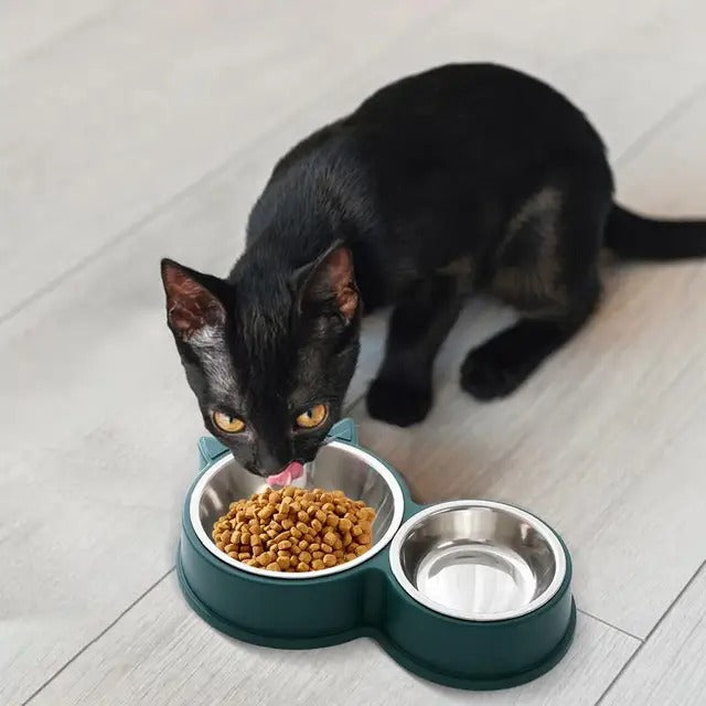 Stainless Steel Cat Bowls Non-slip Cat Ear Shape Dog Food Water Bowl Water And Food Feeder Thickened Puppy Licking Toys Pet