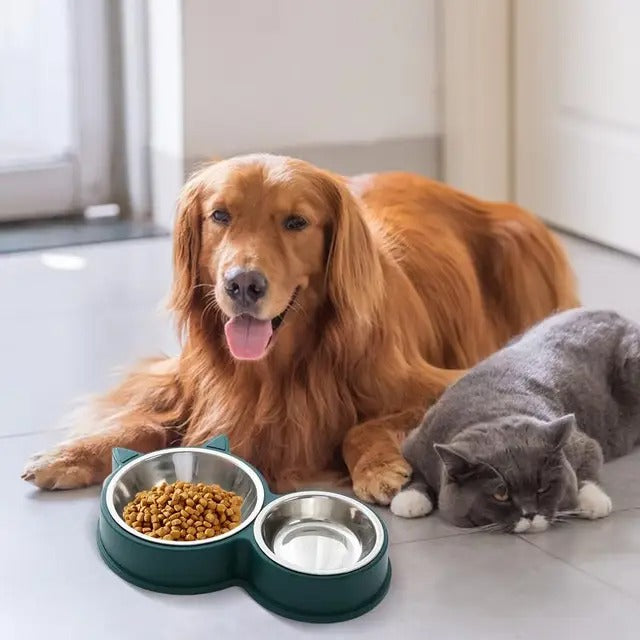 Stainless Steel Cat Bowls Non-slip Cat Ear Shape Dog Food Water Bowl Water And Food Feeder Thickened Puppy Licking Toys Pet