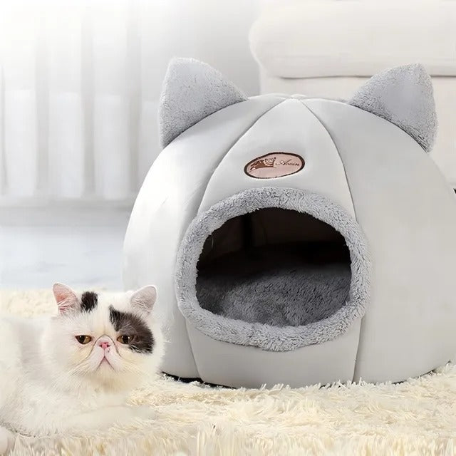 Pet bed with cat ears cat bed for small medium large cats Keep warm in winter Comfortable and soft Machine washable